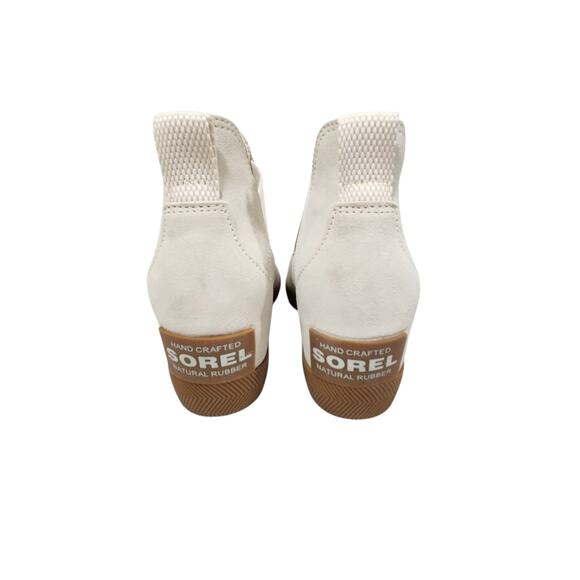 SOREL WOMEN WHITE LEATHER SLIP ON WEDGE BOOT US 8 CLASSIC DRESSY NEUTRAL COMFORT - Picture 4 of 7